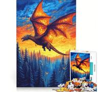 Puzzle de 1000 pièces représentant Un Dragon survolant Une forêt, Jeu éducatif, activités ludiques à la Maison, Cadeau d'anniversaire Original 38x52cm
