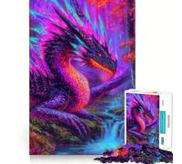 Puzzle de 1000 pièces représentant Un Dragon Vibrant dans Une forêt Fantastique Jeu de réflexion de Haute précision Découpe Originale Un défi Amusant pour Passer Le Temps (50x75cm)