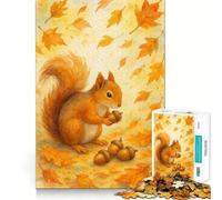 Puzzle de 1000 pièces représentant Un écureuil à l'aquarelle avec des Glands et des Feuilles d'automne Un Divertissement captivant pour se détendre Idéal pour stimuler l'esprit Découpe Nette