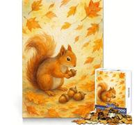 Puzzle de 1000 pièces représentant Un écureuil à l'aquarelle avec des Glands et des Feuilles d'automne,idéal pour Les Adolescents Qui développent Leur raisonnement et Leur capacité de réflexion