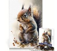 Puzzle de 1000 pièces représentant Un écureuil à l'aquarelle, idéal pour Adultes Jouet Intelligent et ludique pour renforcer Les Liens familiaux Bords Lisses 38x26cm