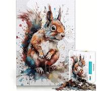 Puzzle de 1000 pièces représentant Un écureuil à l'aquarelle, idéal pour Les Adolescents Jeu de logique, Passe-Temps Calme, découpe précise, Cadeau raffiné 38x52cm