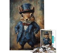 Puzzle de 1000 pièces représentant Un écureuil élégant en Costume idéal pour Les Adolescents pour des Moments de Partage en Famille Un Cadeau Unique pour Un Anniversaire ou Noël (Dimensions 50x75cm)