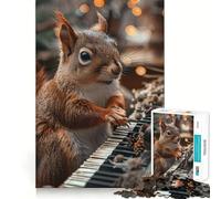 Puzzle de 1000 pièces représentant Un écureuil Jouant du Piano, idéal pour Les Adolescents Un défi cérébral Stimulant et Relaxant, avec des découpes précises 38x26cm