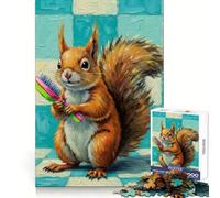 Puzzle de 1000 pièces représentant Un écureuil peignant au Pinceau, idéal pour Adultes Jeu Intelligent et Relaxant, Motif à Assembler, Cadeau touchant 38x26cm