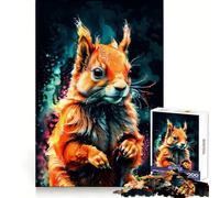 Puzzle de 1000 pièces représentant Un écureuil Roux à l'aquarelle, idéal pour Adultes Découpe Lisse, Parfait pour stimuler la mémoire et se détendre Cadeau d'anniversaire idéal (38x52cm)