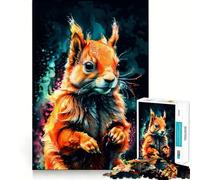 Puzzle de 1000 pièces représentant Un écureuil Roux à l'aquarelle, idéal pour Adultes Découpe Lisse, Parfait pour stimuler la mémoire et se détendre Cadeau d'anniversaire idéal (38x52cm)