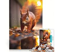Puzzle de 1000 pièces représentant Un écureuil Roux aux Couleurs Vives décoration Murale ludique activité Anti-Stress intéressante idéal comme Cadeau 50x75cm