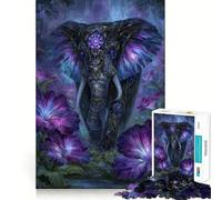 Puzzle de 1000 pièces représentant Un éléphant orné dans Un décor Floral féerique, idéal pour Les Adolescents Ce Puzzle Lumineux et Relaxant est Un Cadeau Exquis à Assembler (50x75cm)
