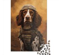 Puzzle de 1000 pièces représentant Un épagneul Breton Soldat, Format carré, pour Adultes et décoration intérieure (38 x 26 cm).