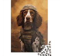 Puzzle de 1000 pièces représentant Un épagneul Breton Soldat, pour Adultes et Enfants (38 x 26 cm). Jeu éducatif en Papier.