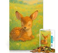Puzzle de 1000 pièces représentant Un Faon au Repos dans Une Prairie, pour Adultes et Adolescents Jeu intellectuel, à Partager à la Maison Découpe de qualité, Cadeau Classique (50x75cm)