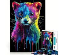 Puzzle de 1000 pièces représentant Un Furet Arc-en-Ciel Pop Art, idéal pour Les Adultes Jeu d'entraînement cérébral, Image Douce et relaxante Assembler, Joli Cadeau (50x75cm)