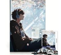 Puzzle de 1000 pièces représentant Un garçon d'anime écoutant de la Musique à l'intérieur, idéal pour Les Adolescents Concentration mentale, détente et Divertissement Cadeau Parfait (50x75cm)