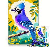 Puzzle de 1000 pièces représentant Un geai Bleu Indigo sur Une Branche d'arbre Jeu d'assemblage précis,Jouet créatif et Amusant,Jeu de Paix,Cadeau de Noël apaisant (38x52cm)