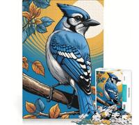 Puzzle de 1000 pièces représentant Un geai Bleu, Jeu de réflexion, décoration intérieure, avec des pièces de Formes aléatoires Parfaitement emboîtables 38x26cm