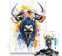 Puzzle de 1000 pièces représentant Un Gnou à l'aquarelle,pour Adultes Jeu de réflexion et de Coordination Découpe Laser pour Un Assemblage Parfait Activité enrichissante pour Les Jours de Pluie