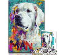 Puzzle de 1000 pièces représentant Un Golden Retriever, Peinture à l'huile, pour Adultes Aide Le Cerveau à exercer Ses Sens Jouets addictifs pour cultiver la Patience Une œuvre d'art de 50x75cm