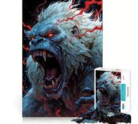 Puzzle de 1000 pièces représentant Un Gorille Albinos en colère avec des Accents Rouges Jeu de réflexion Stimulant,pièces Bien fixées,défi cérébral interactif pour la Maison (38x52cm)