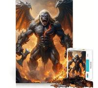 Puzzle de 1000 pièces représentant Un Gorille Guerrier ailé dans Un Paysage de feu,idéal pour Les Adolescents Jeu de mémoire Amusant,Surface Lisse sans bavures,Cadeau d'anniversaire,Casse-tête