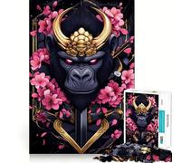 Puzzle de 1000 pièces représentant Un Gorille samouraï, Un Animal à Collectionner, idéal pour Les Adolescents Jeu de réflexion et de création Collective Découpe Nette et précise (50x75cm)