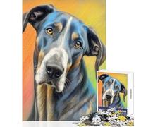 Puzzle de 1000 pièces représentant Un Grand Danois Jeu Anti-Stress Cadeau d'anniversaire éducatif avec des pièces de Formes aléatoires Parfaitement emboîtables Dimensions 38x26cm