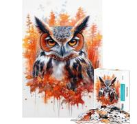 Puzzle de 1000 pièces représentant Un Grand-duc d'Amérique à l'aquarelle idéal pour Les Adolescents et Les Adultes Jeu Relaxant et Cadeau Original pour Les Femmes Parfait pour Un Anniversaire ou Noël