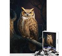 Puzzle de 1000 pièces représentant Un Grand-duc perché sur Une Branche Décoration Murale Cadeau et Jeu de réflexion idéal pour Un Bureau Dimensions 38x26cm