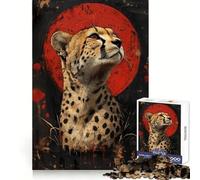 Puzzle de 1000 pièces représentant Un guépard avec Un Cercle Rouge,idéal pour Adultes Activité cérébrale,Loisir Calme et précis Cadeau d'anniversaire (50x75cm)