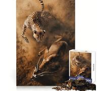 Puzzle de 1000 pièces représentant Un guépard chassant Une Gazelle,idéal pour Les Adolescents Exercice Mental,Divertissement paisible,découpe précise,Cadeau de Noël Unique (50x75cm)