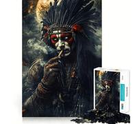 Puzzle de 1000 pièces représentant Un Guerrier amérindien, idéal pour Adultes Jeu de logique et de détente Bords Lisses Cadeau Original (38x26cm)