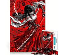 Puzzle de 1000 pièces représentant Un Guerrier Anime Rouge avec Katana, idéal pour Adultes Un Casse-tête Relaxant et Un Joli Cadeau (50x75cm)