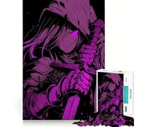 Puzzle de 1000 pièces représentant Un Guerrier Anime Violet, idéal pour Adultes Jeu de logique Robuste, Anti-Tension, Bords Transparents, Cadeau de qualité supérieure (50x75cm)