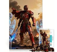 Puzzle de 1000 pièces représentant Un Guerrier en Armure Rouge avec Une Lance d'énergie idéal pour Les Adultes Jeu intellectuel apaisant et Relaxant Découpe précise pour Les vœux du