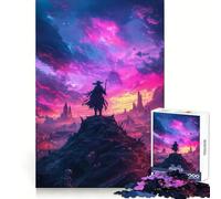 Puzzle de 1000 pièces représentant Un Guerrier en Silhouette au Coucher du Soleil, idéal pour Les Adolescents Jeu de logique Simple et Amusant, découpe Parfaite, Cadeau d'anniversaire 38x52cm
