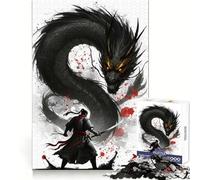 Puzzle de 1000 pièces représentant Un Guerrier Face à Un Dragon Noir,idéal pour Les Adolescents,pour améliorer Leur mémoire,Un Moment de détente et de Plaisir,découpé au Laser,Un Cadeau touchant
