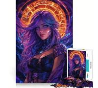 Puzzle de 1000 pièces représentant Un Guerrier Fantastique aux Cheveux Violets, idéal pour Les Adolescents Jeu de logique Clair et Relaxant, découpe Parfaite, (38x26cm)