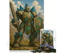 Puzzle de 1000 pièces représentant Un Guerrier Golem de Pierre avec épée et Bouclier, idéal pour Les Adolescents Jeu de logique mentale, Anti-Stress, découpe Ferme, Cadeau de Noël 50x75cm