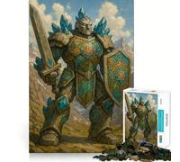 Puzzle de 1000 pièces représentant Un Guerrier Golem de Pierre avec épée et Bouclier, idéal pour Les Adolescents Jeu de logique mentale, Anti-Stress, découpe Ferme, Cadeau de Noël 50x75cm