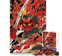 Puzzle de 1000 pièces représentant Un Guerrier Oni Rouge avec Une épée, idéal pour Adultes Jeu de réflexion et Anti-anxiété Objet de Collection aux découpes soignées (38x26cm)