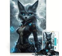 Puzzle de 1000 pièces représentant Un Guerrier Renard Mystique aux Yeux Brillants, idéal pour Adultes Jeu de logique et de réflexion, Anti-anxiété, découpe précise, Cadeau élégant (50x75cm)