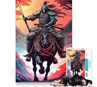 Puzzle de 1000 pièces représentant Un Guerrier samouraï à Cheval, idéal pour Les Adolescents Un Jeu de réflexion apaisant et Stimulant, Une idée Cadeau de Noël de qualité supérieure (50x75cm)