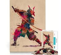 Puzzle de 1000 pièces représentant Un Guerrier samouraï à l'aquarelle, idéal pour Adultes Jeu de logique Transparente, Passe-Temps Silencieux, découpe Parfaite, Cadeau élégant (38x26cm)