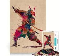 Puzzle de 1000 pièces représentant Un Guerrier samouraï à l'aquarelle, idéal pour Les Adolescents Jeu de logique, Jeu de Groupe, découpe de précision, Cadeau Original (50x75cm)