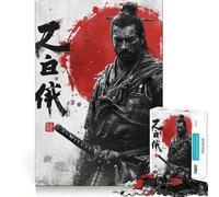 Puzzle de 1000 pièces représentant Un Guerrier samouraï avec Katana et Calligraphie idéal pour Les Adolescents Jeu de logique Puissant Parfait pour se détendre Bords Nets Cadeau d'anniversaire