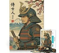 Puzzle de 1000 pièces représentant Un Guerrier samouraï avec Le Mont Fuji, idéal pour Les Adolescents Un Jeu Stimulant et Calme, Un Passe-Temps de qualité et Un Cadeau de Saison (38x52cm)