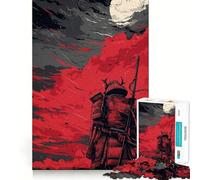 Puzzle de 1000 pièces représentant Un Guerrier samouraï dans Un Paysage Rouge, idéal pour Les Adolescents Jeu de logique mentale, d'évasion et de Calme Objet de Collection aux Bords Fins (38x26cm)