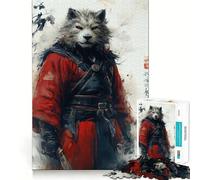 Puzzle de 1000 pièces représentant Un Guerrier samouraï Loup Adolescent Jeu de mémoire Amusant,pièces Robustes et découpées avec précision Jeu Portable et idéal pour Les Voyages (38x26cm)