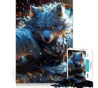 Puzzle de 1000 pièces représentant Un Guerrier samouraï Loup avec Katana Jeu de mémoire de qualité supérieure,découpé au Laser Activité captivante pour des soirées tranquilles (50x75cm)