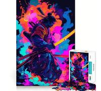 Puzzle de 1000 pièces représentant Un Guerrier samouraï néon avec Katana, idéal pour Les Adolescents Un Jeu créatif et Stimulant pour Les Moments de Partage en Famille (38x52cm)